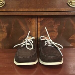 Lardini Dark Cigar Brown Suede  Moccasin Deck Shoes